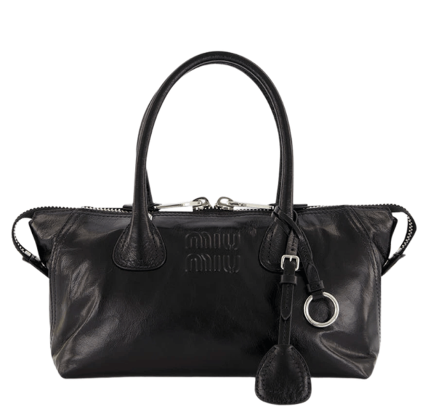 Miu Miu Glossy Leather Handbag Black