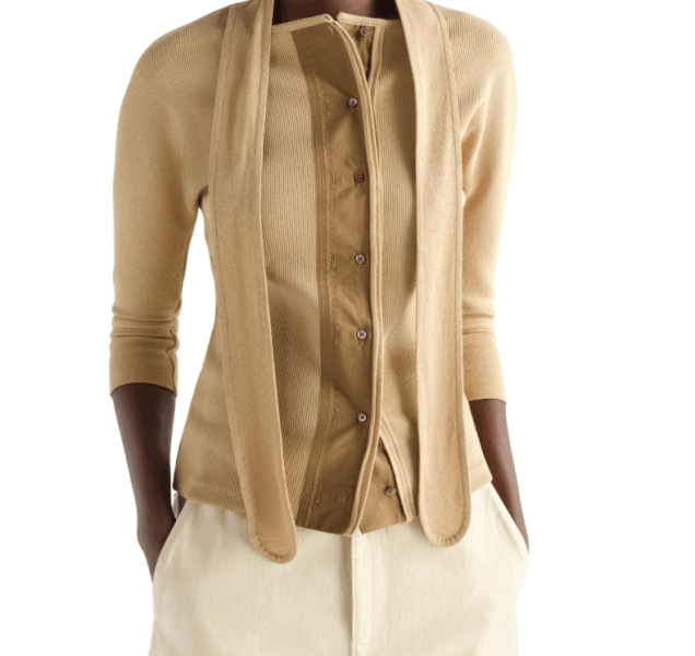ASCOT T-SHIRT IN LINEN AND COTTON RIBBED JERSEY L