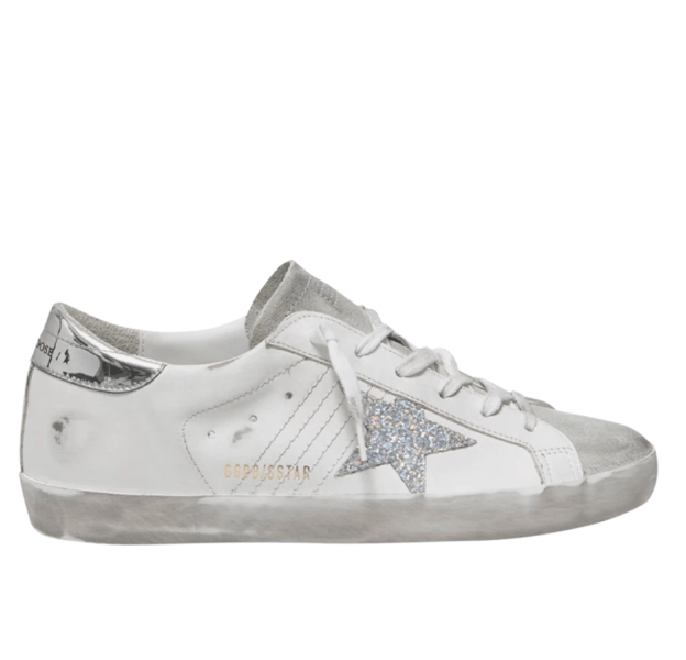 (W) Golden Goose Superstar White Silver Glitter