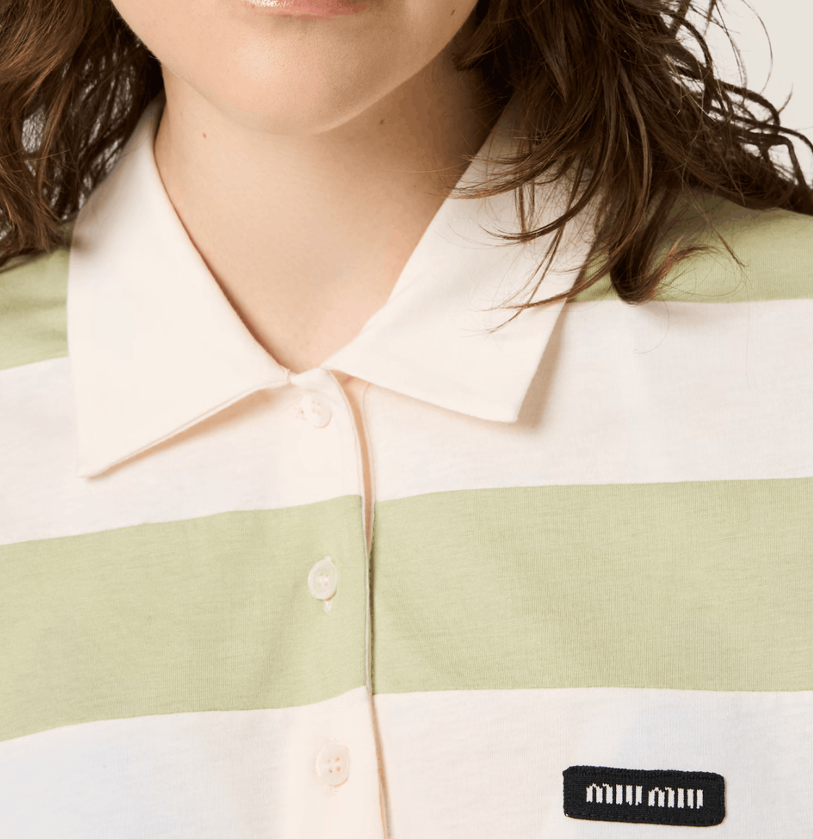 Pale Rose/agave Striped Jersey Polo Shirt