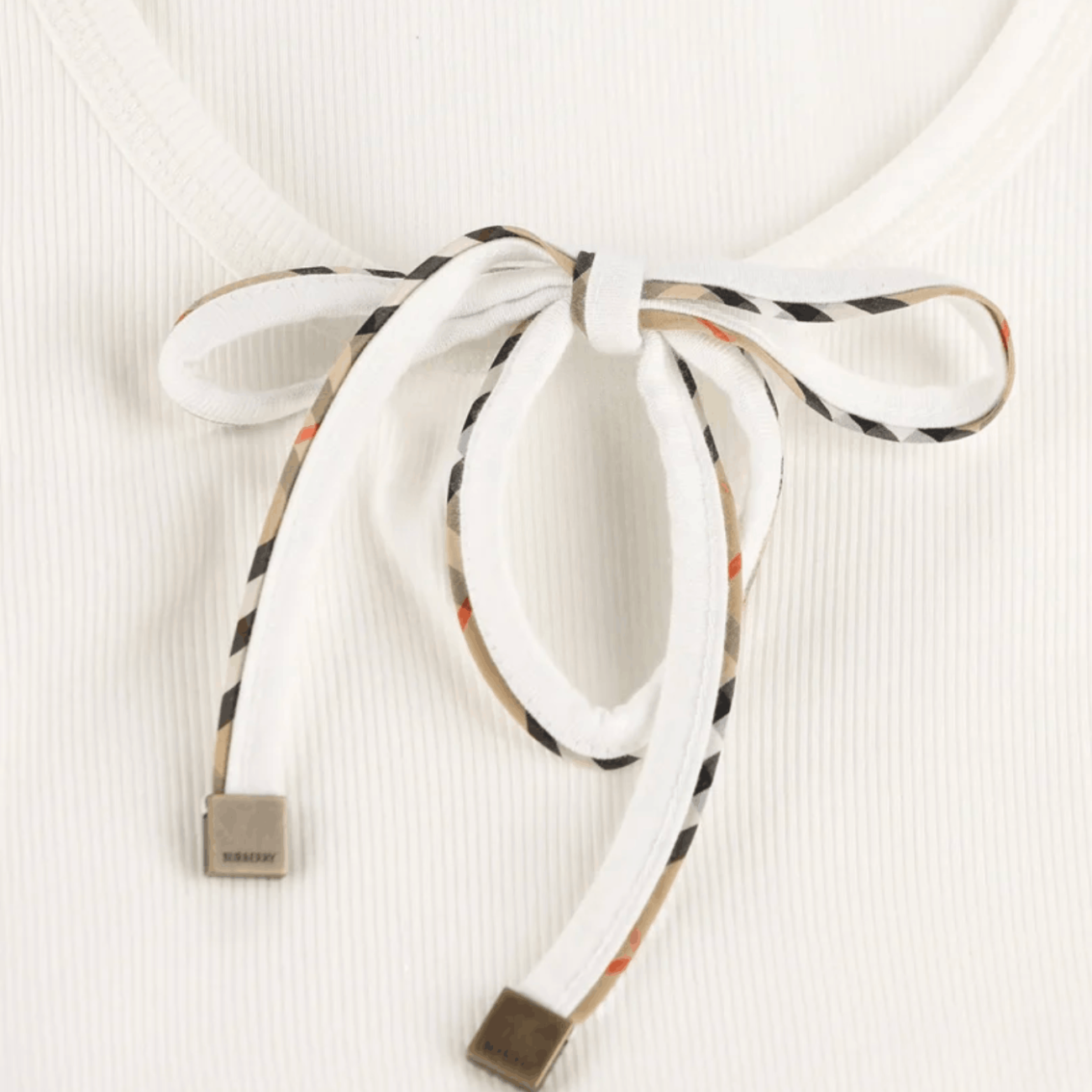 Burberry Tierra stretch-cotton lace-up tank top in chalk white