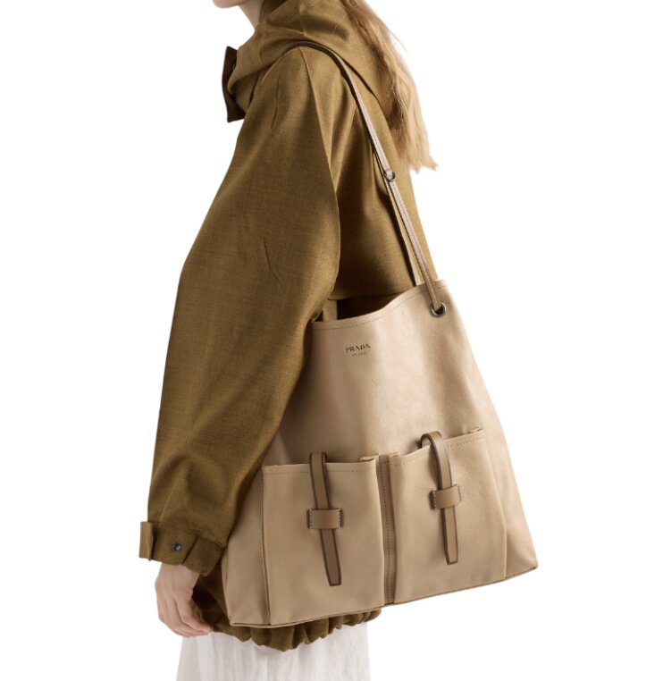 Prada Route large leather bag - Sand Beige