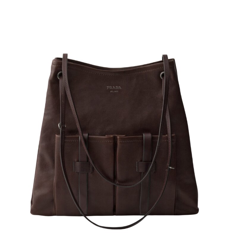 Prada Route large leather bag - Cocoa Brown