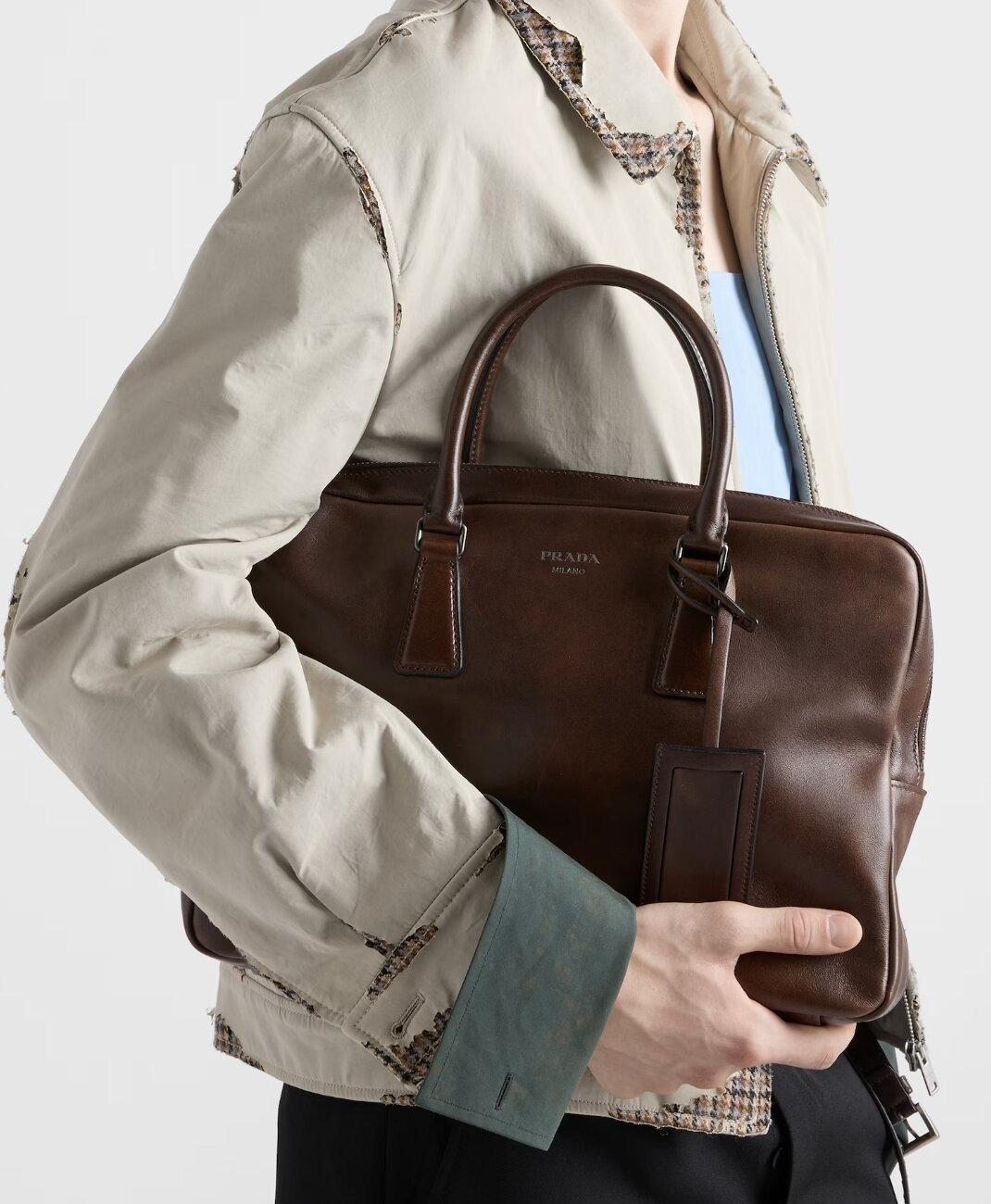 Leather work bag - Cocoa Brown