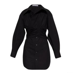 (W) Alexander Wang Draped Mini Shirt Dress Black