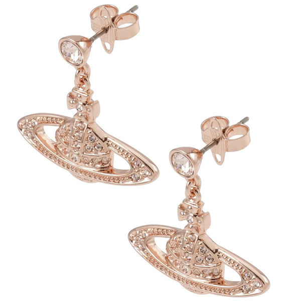 Vivienne Westwood Mini Bas Relief Drop Earrings Pink Gold