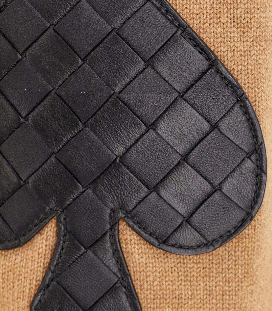 Bottega Veneta Elbow Patch Cashmere Cardigan Camel