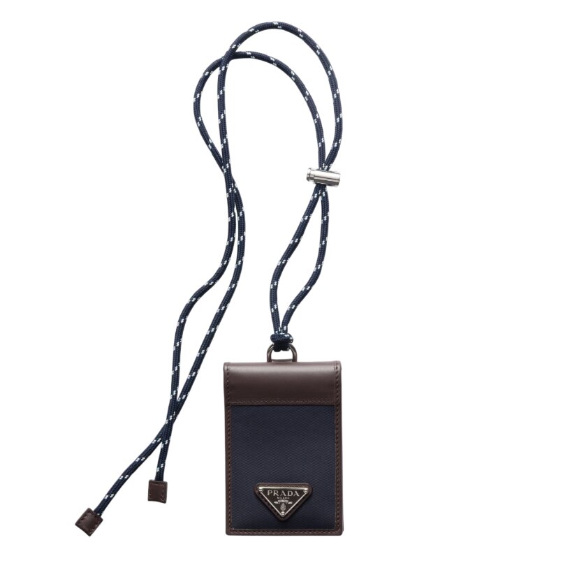Prada Speedrock Re-Nylon and leather card holder with strap
