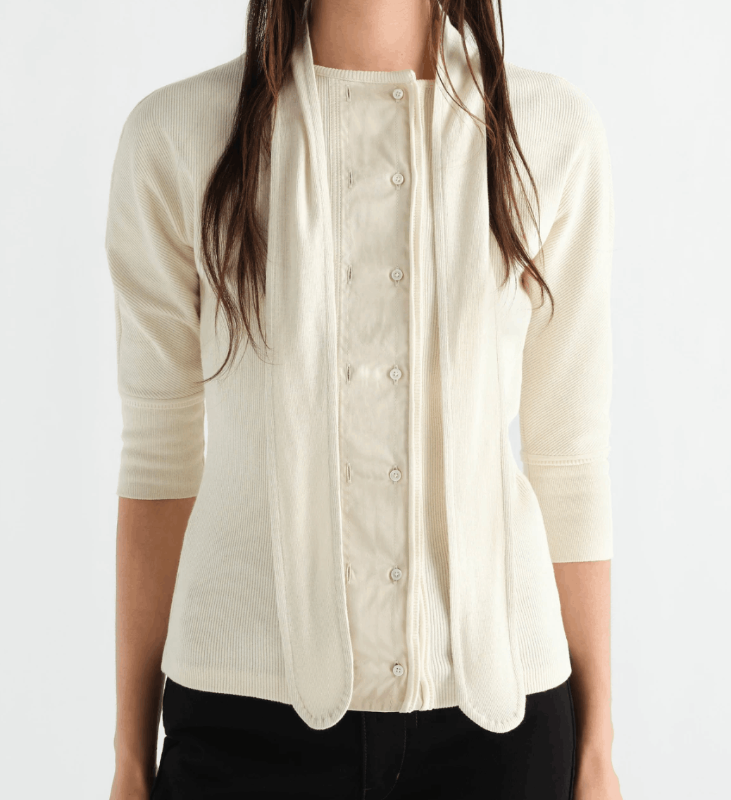ASCOT T-SHIRT IN LINEN AND COTTON RIBBED JERSEY Enoki