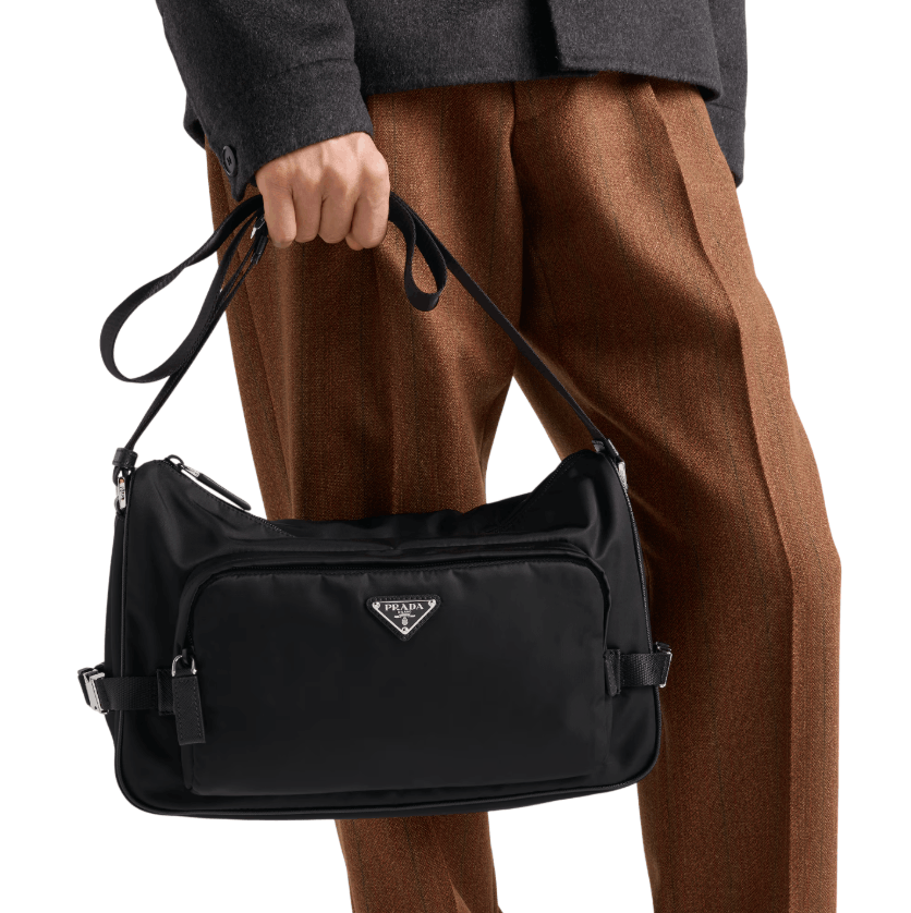 Large Re-Nylon and Saffiano leather shoulder bag