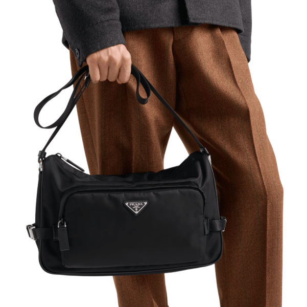Large Re-Nylon and Saffiano leather shoulder bag