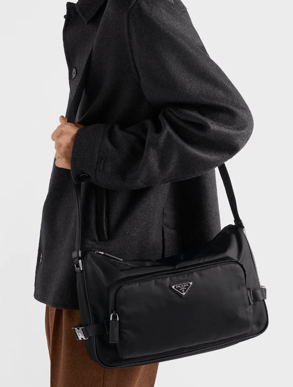 Large Re-Nylon and Saffiano leather shoulder bag