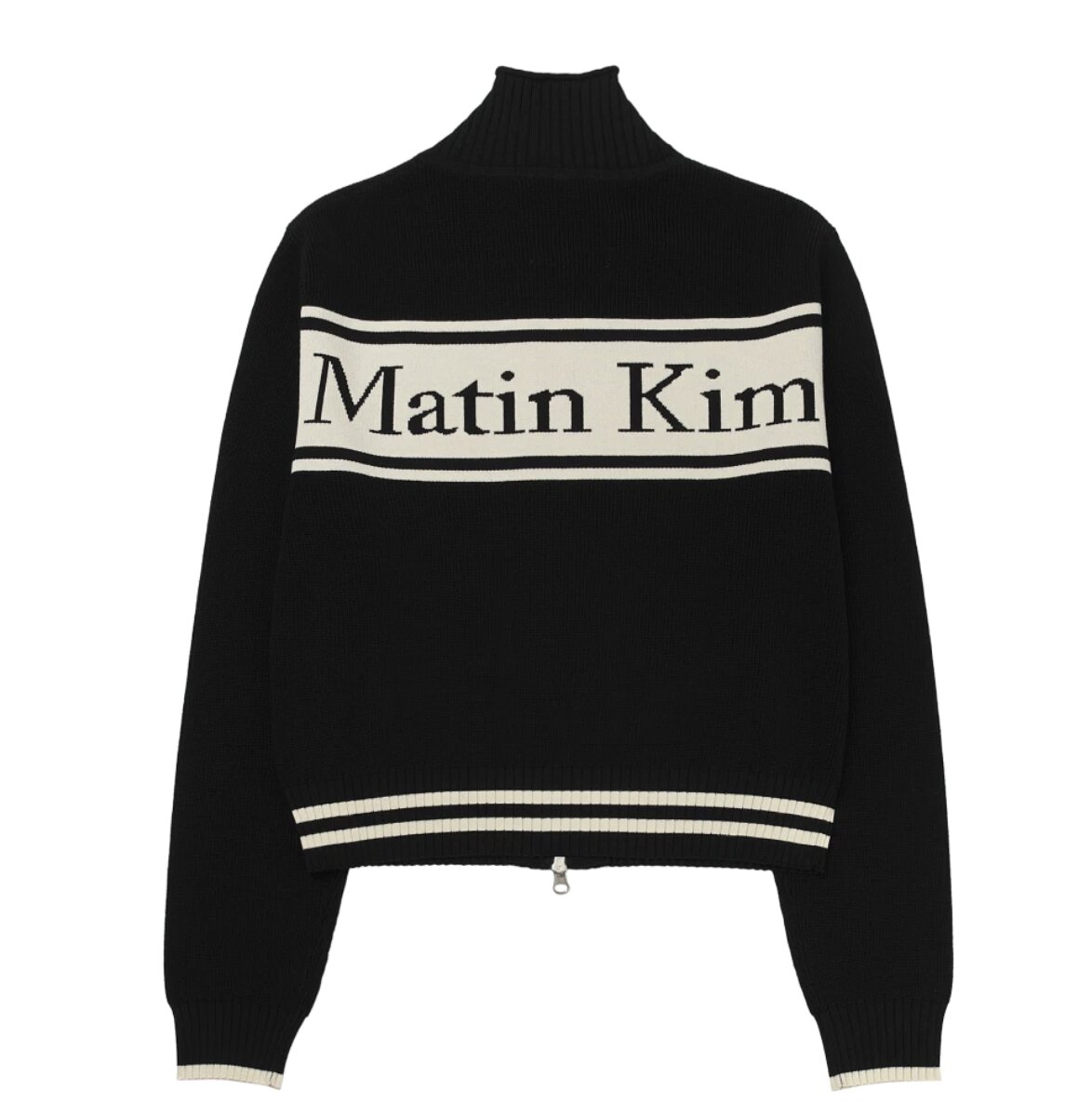 Matin Kim Spell Point Stripe Knit Cardigan Black