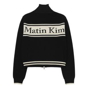 Matin Kim Spell Point Stripe Knit Cardigan Black