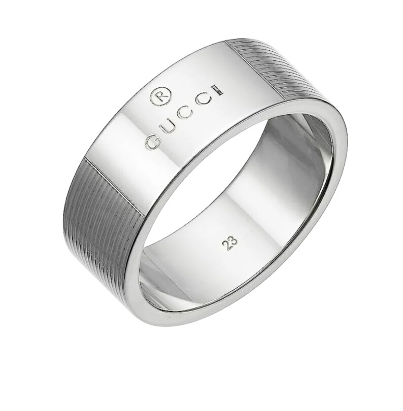 (W) Gucci Trademark Ring 925 Sterling Silver