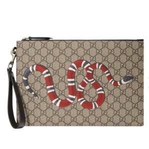 Gucci Bestiary Kingsnake Pouch Beige Ebony