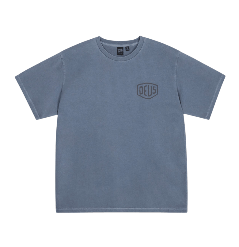 Deus Ex Machina Dyed Seoul College Address T-Shirt Dusty Navy