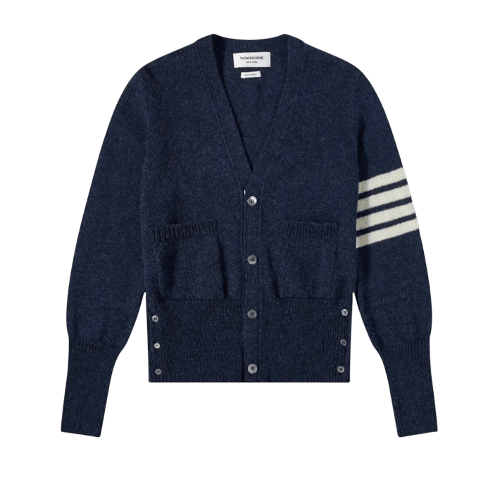 Thom Browne Shetland 4-Bar Classic Cardigan Navy Blue