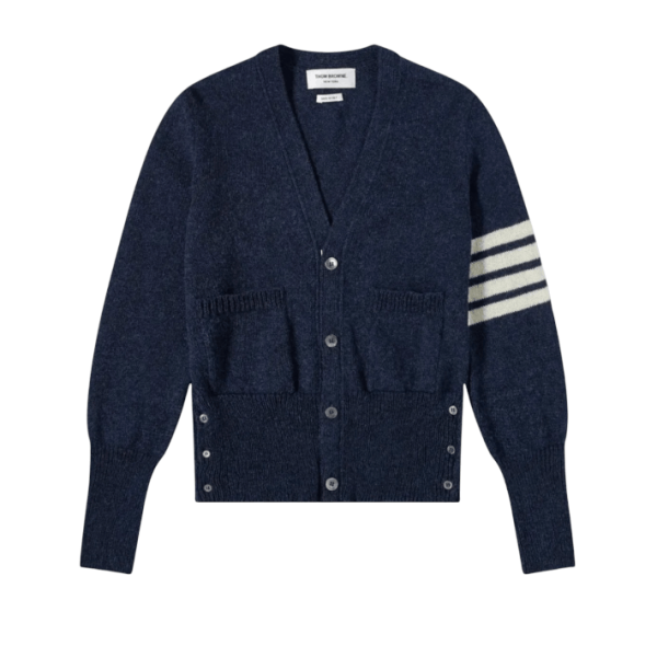 Thom Browne Shetland 4-Bar Classic Cardigan Navy Blue