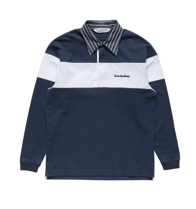 Striped polo sweatshirt - Navy/white