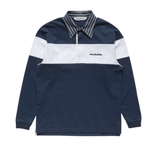 Striped polo sweatshirt - Navy/white