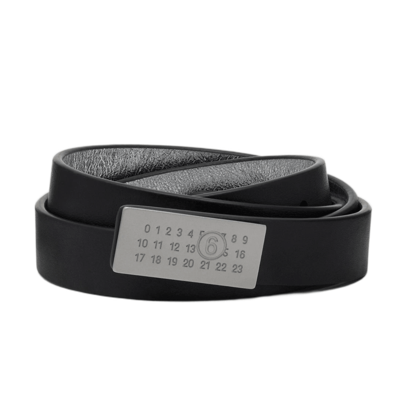 MM6 Maison Margiela Slim Numeric Buckle Leather Belt Black