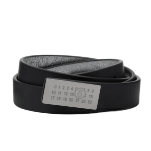 MM6 Maison Margiela Slim Numeric Buckle Leather Belt Black