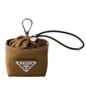 Prada Re-Nylon Mini Pouch Bag Charm Cork Beige