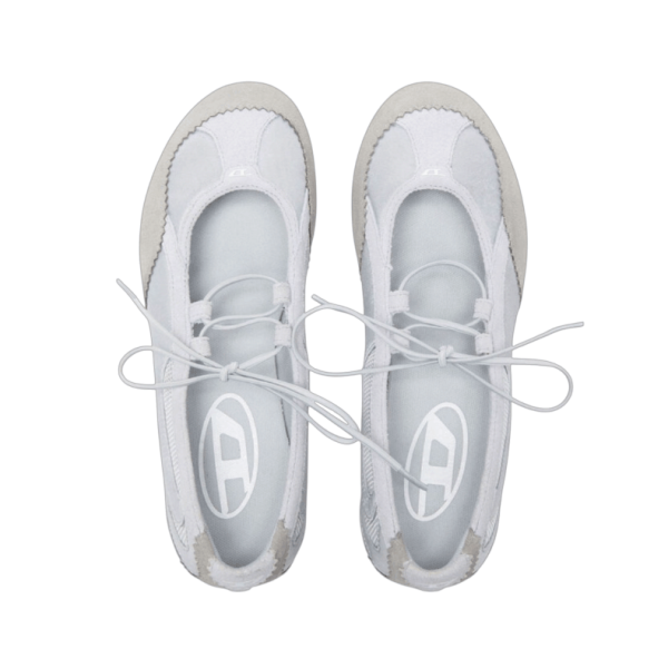 D-Mile - Lace-up ballerina flats in leather and mesh