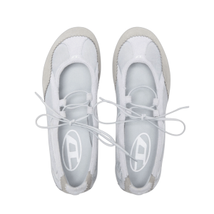 D-Mile - Lace-up ballerina flats in leather and mesh
