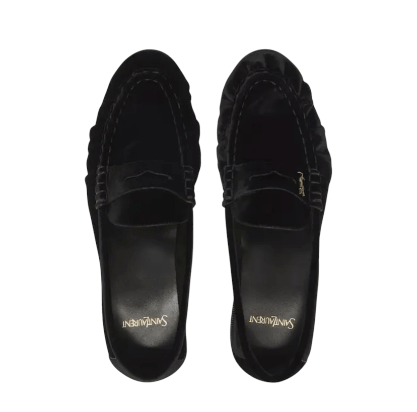 Saint Laurent Le Loafer Velvet Penny Loafers - Black 