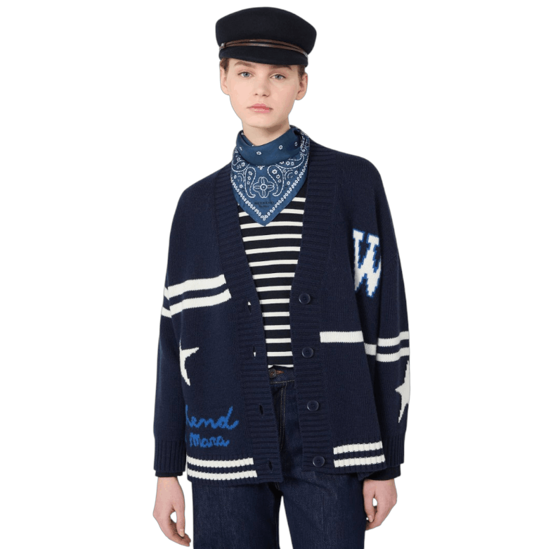 Long wool cardigan Blue 