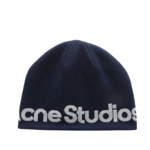 Wool knit beanie Navy/white
