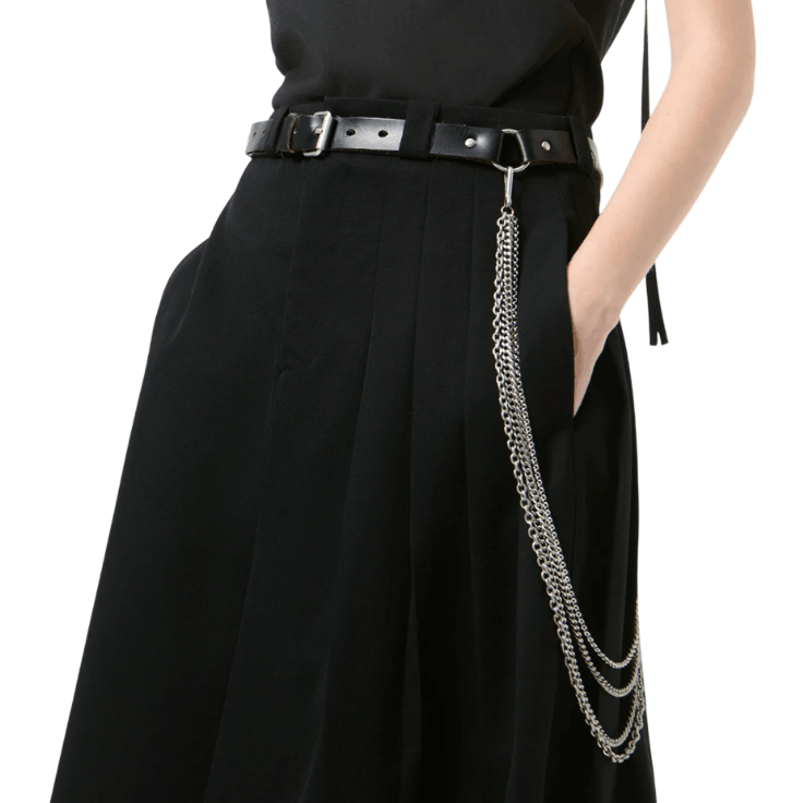 CHAIN BELT Black Chromexcel Leather