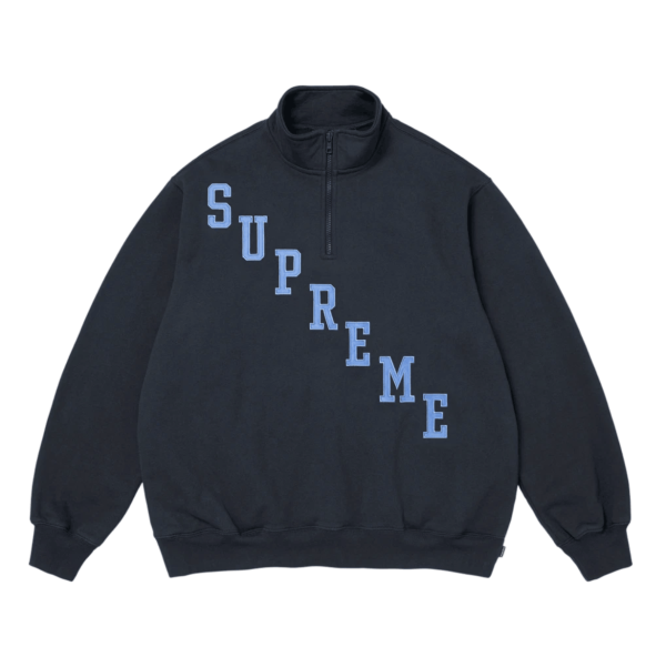 Supreme Slant Applique Half Zip Pullover Navy - 26FW