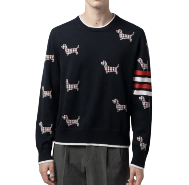 Thom Browne 4-Bar Relaxed Hector Wool Sweater Navy 
