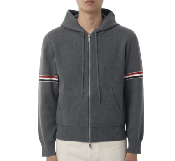Thom Brown Cotton Milano Armband Hoodie Grey