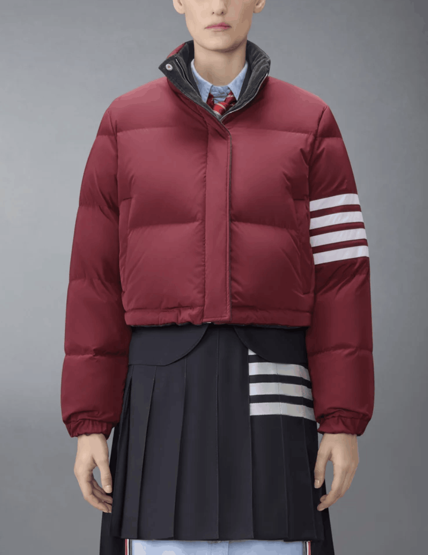 CORDUROY LOBSTER STITCH REVERSIBLE CROPPED DOWN JACKET