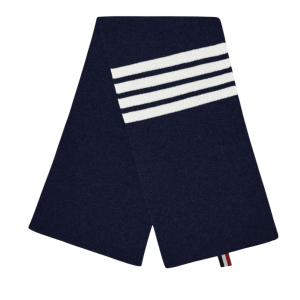 CASHMERE RIB 4-BAR SCARF - NAVY