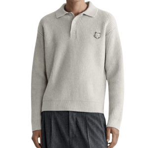 FOX HEAD WOOL RIBBED POLO JUMPER (PM00213KT1149-H120)