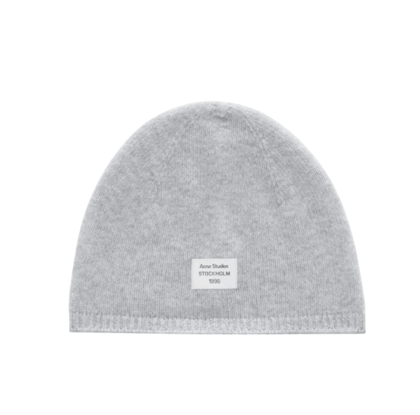 Cashmere beanie with logo - Cold grey melange  