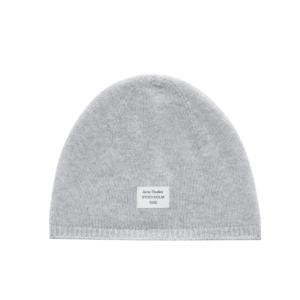 Cashmere beanie with logo - Cold grey melange  