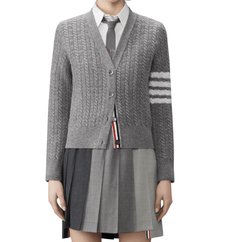 Thom Browne Merino Wool 4-Bar Anchor Intarsia Cardigan FKC729A Y1005 055