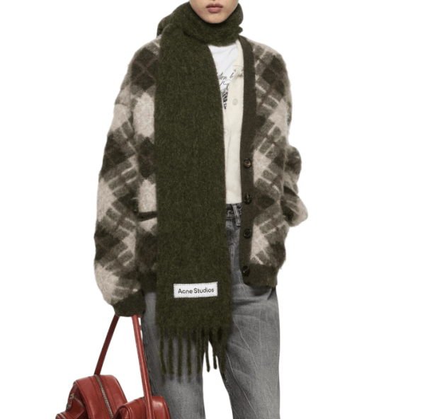 Skinny mohair scarf - Forest green