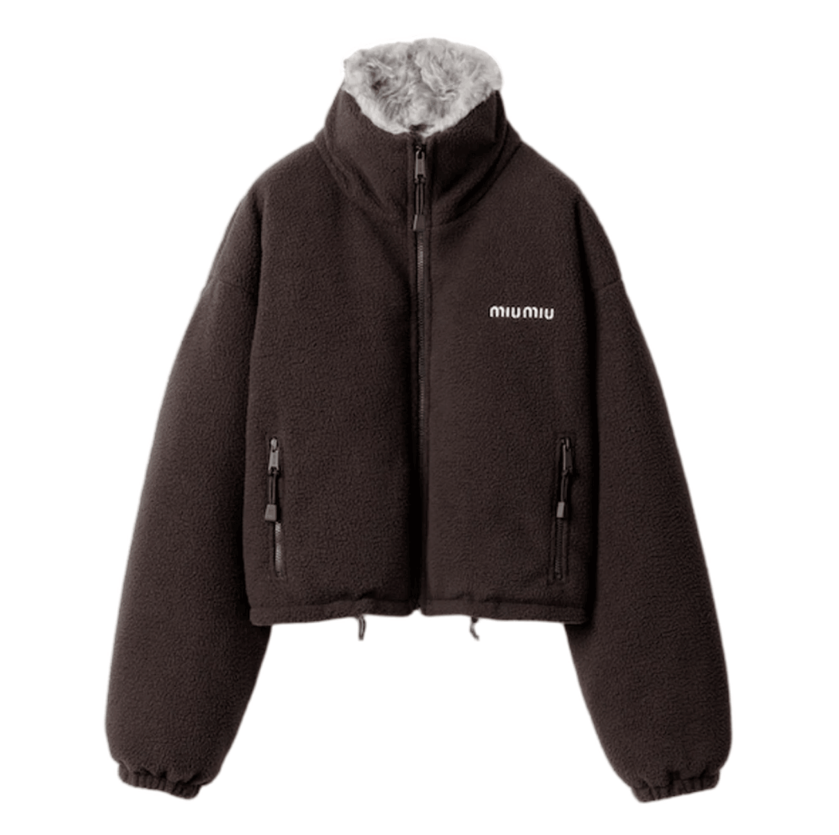 (W) Miu Miu Fleece Down Jacket Ebony