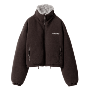 (W) Miu Miu Fleece Down Jacket Ebony