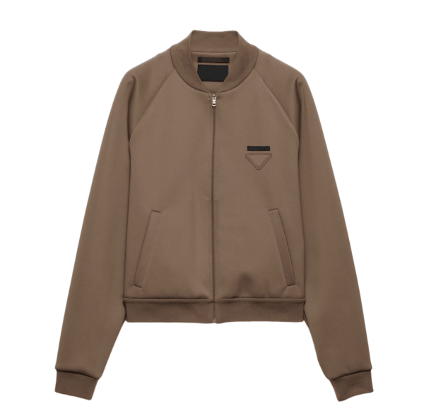 Prada Technical Fleece Blouson Jacket Bark Brown