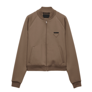 Prada Technical Fleece Blouson Jacket Bark Brown