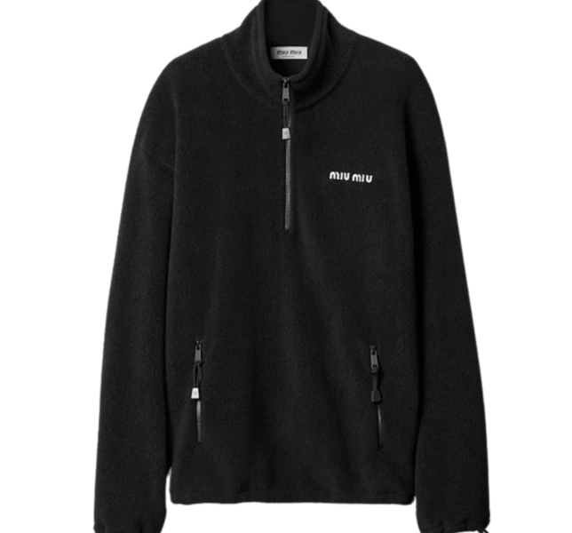 (W) Miu Miu Fleece Sweatshirt Black