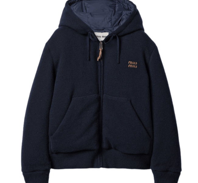 (W) Miu Miu Wool and Cashmere Down Jacket Blue